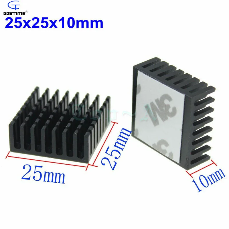 Gdstime 10 шт. 25x25x10 мм алюминиевый радиатор для чипа ЦП GPU VGA RAM IC светодиодный Радиатор