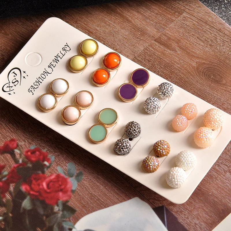Fashion gorgeous women jewelry girl birthday party earrings green white purple mixed with 12 pairs /set free shpping | Украшения и