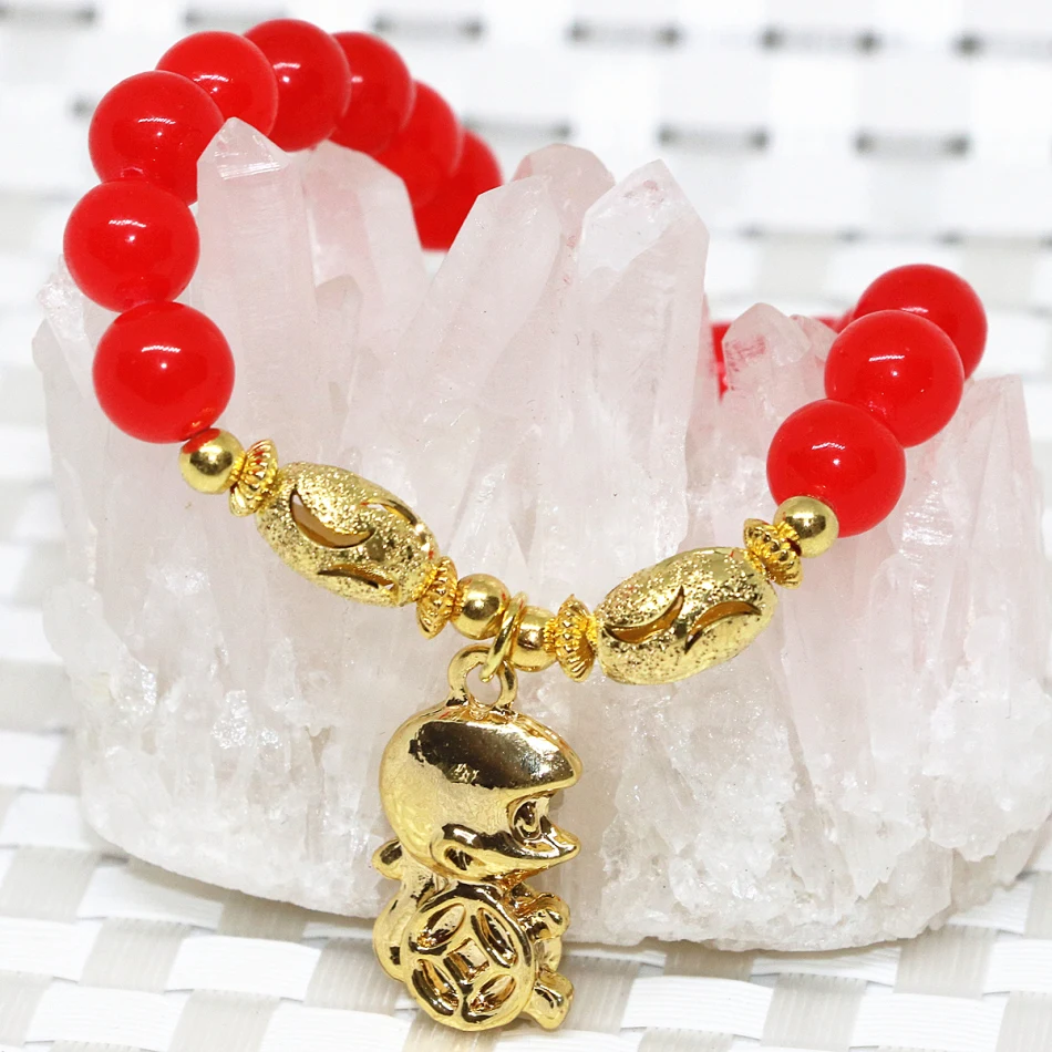Хит продаж Модный женский браслет с красным халцедоном из натурального камня 8 мм