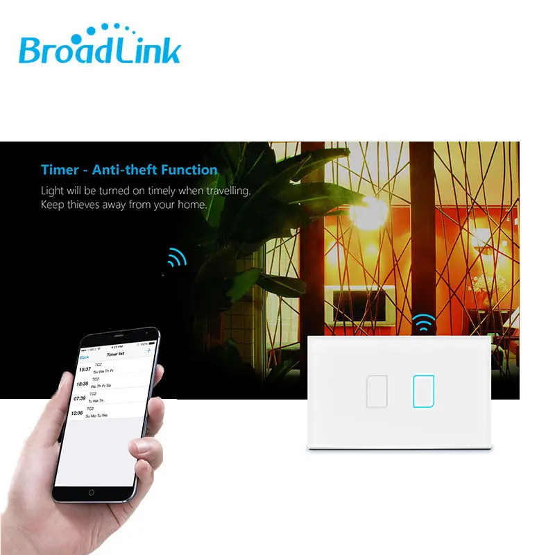 Wi Fi переключатель Broadlink TC2 выключатель света работает с Alexa Google Home дистанционное