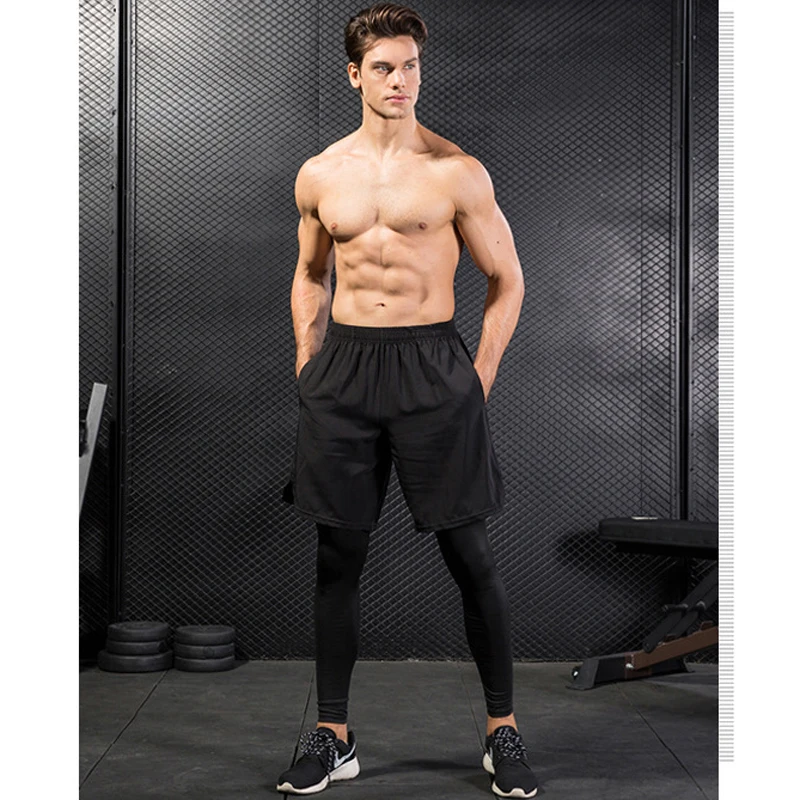 2021 new solid color men's sports fitness suit running clothes training gym clothing Three-piece |