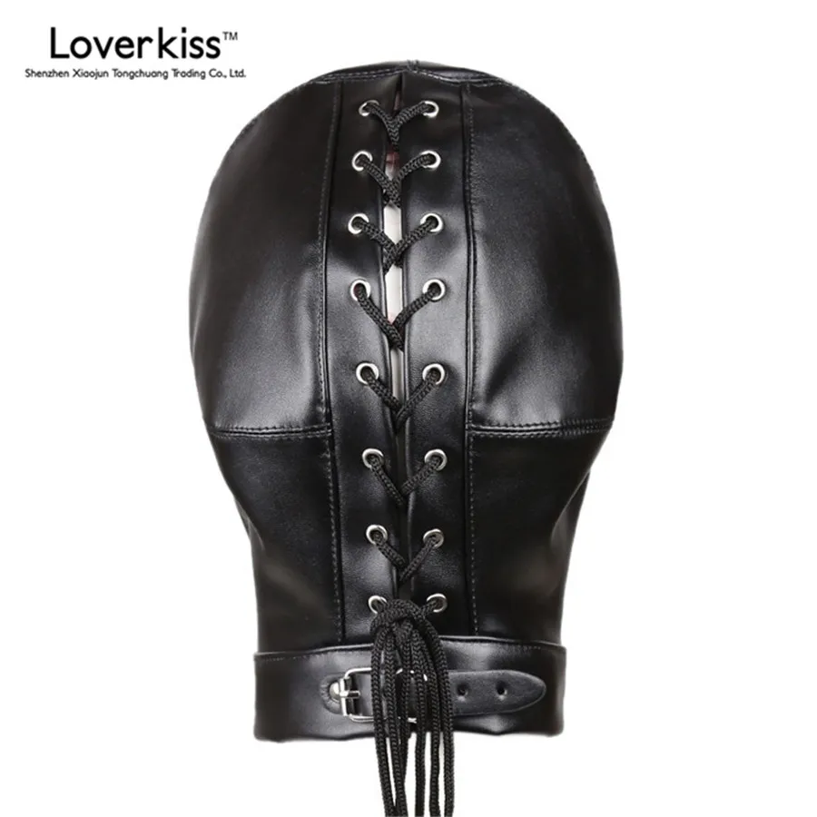 Фетиш маска для взрослых Loverkiss с 3 отверстиями секс ограничитель бондаж игрушки