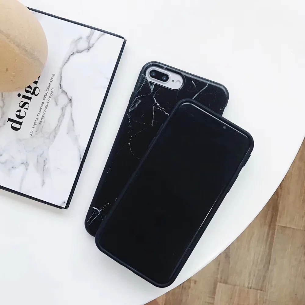 WANGFUZHI Simple Marble Pattern Case For iPhone 6 6S 7 8 Plus X Matte Soft TPU Back Phone Cover Gift |