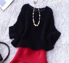 100% из натурального меха норки кашемировый пуловер с длинным Для женщин Одежда