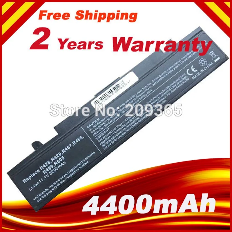 

NEW 4400mAh For SAMSUNG NP-R519 R470 R428 Q320 R478 BATTERY R530 R522 R519 AA-PB9NC6B R520 Free shipping