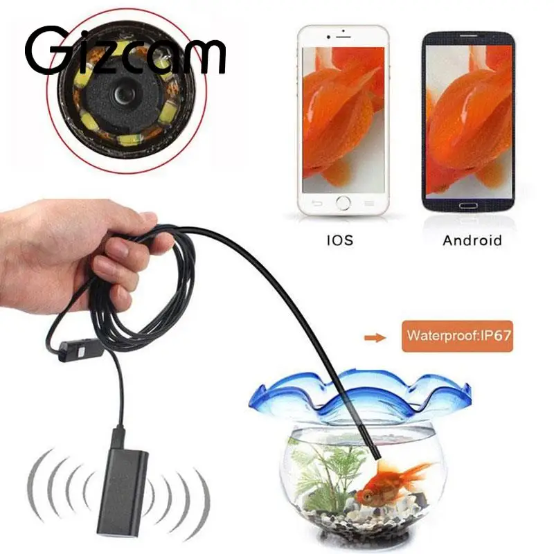 2 м 5 мм Водонепроницаемый IP67 WI-FI эндоскопа бороскоп Камера для IOS и Android - купить по