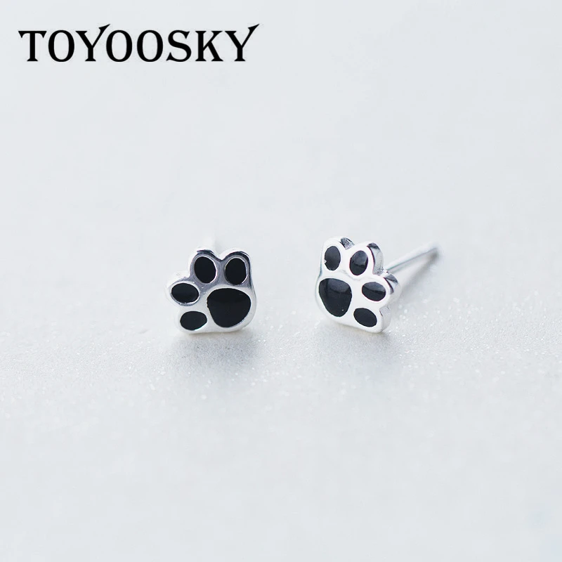 Женские серьги гвоздики TOYOOSKY черные и красные с принтом в виде милой собаки из
