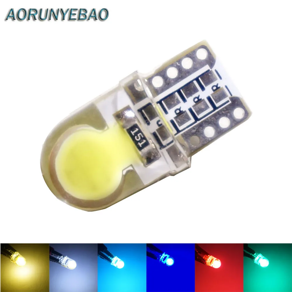 

AORUNYEBAO 100X Car T10 LED W5W Bulbs 194 168 501 COB silicone shell auto LEDS Lights Super Bright Turn Side License Plate Light