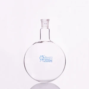 Однослойная стандартная фляга с круглым дном, объем 2000 мл и соединение 2429, круглая фляга с одним горлышком