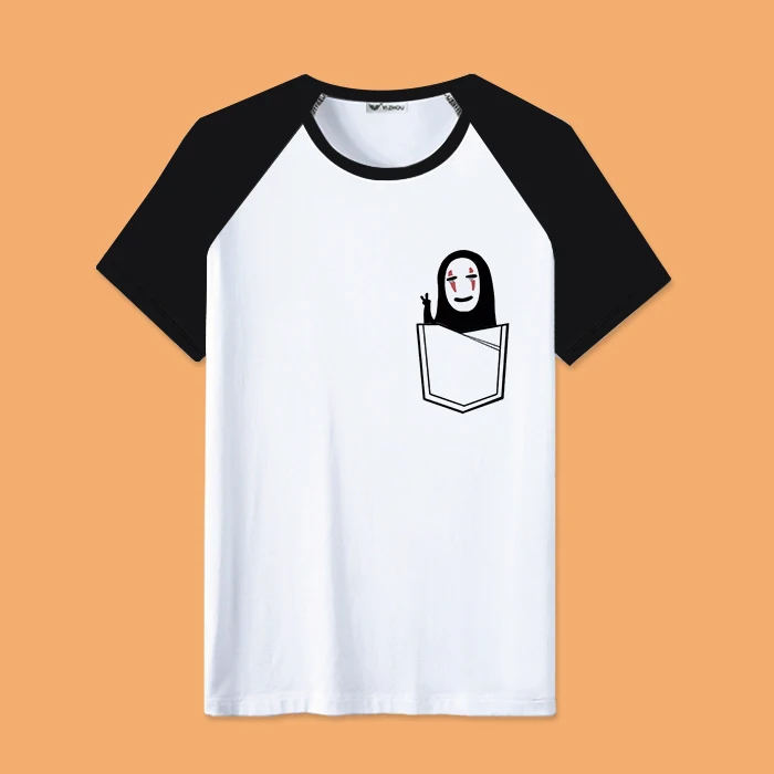 

Spirited Away No Face Man Cosplay Cotton Short Sleeve O Neck T-shirt Casual Cute Anime Tees
