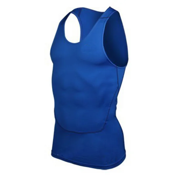 Быстросохнущие Baselayer черные топы без рукавов компрессионные рубашки, топы Новые мужские для тяжелой атлетики и фитнеса дышащие - Цвет: Синий