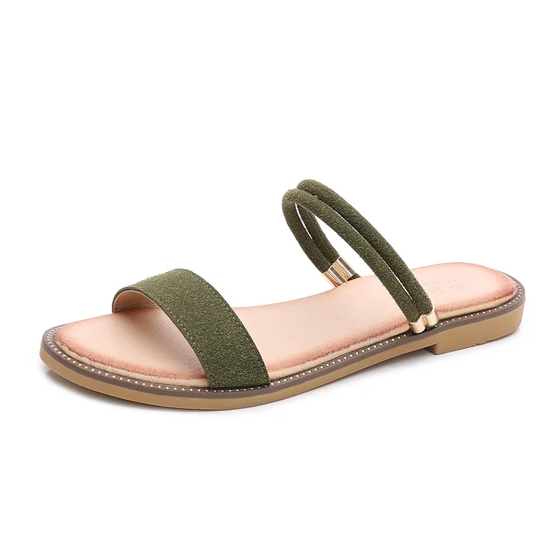 Женские босоножки без шнуровки MEMUNIA летние пляжные сандалии из флока простая