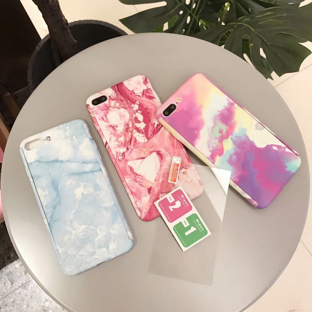 Fashion Marble Stone Painted Hard Case Cover For iPhone X 6 6S 7 8 Plus 5 5S SE 360 Degree Full Body Protect Plastic Anti-knock |
