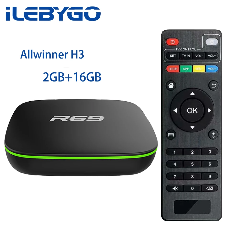 ILebygo Smart ТВ коробка R69 Android 7 1 Box Allwinner H3 Quad Core 2 4G Wi Fi Декодер каналов кабельного