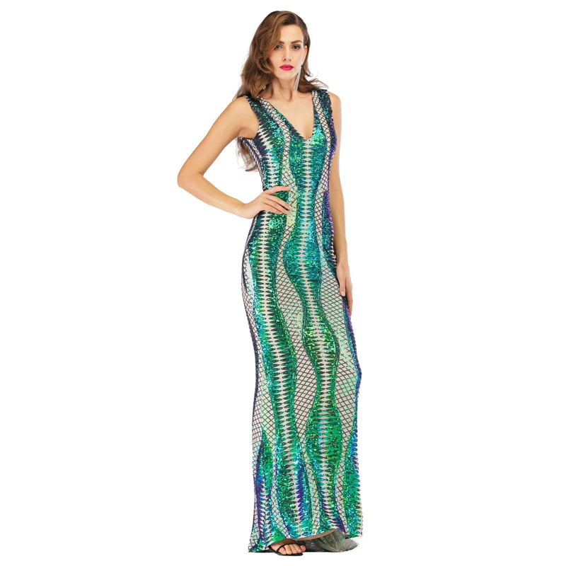 Великолепное женское сексуальное Бандажное платье с блестками летнее