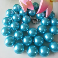 8mm 10mm 12mm 14mm round beads necklace blue shell simulated pearl strand chain for women weddings party weddings 18inch my4727