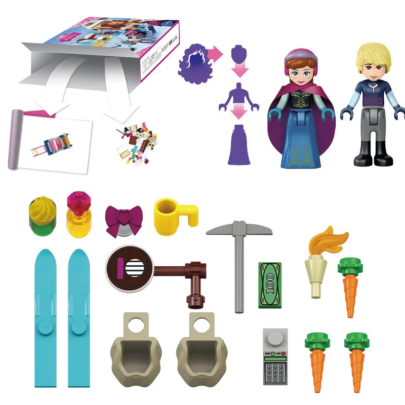 Disney игрушки Замороженные принцесса Анна и Kristoff'S сани Приключения строительных блоков Подарите вашему ребенку best подарки на день рождения