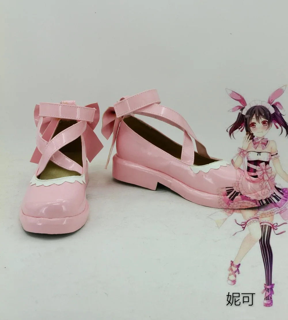 Милые розовые ботинки для косплея в стиле милый Лолита Нико Ядзава новейшие