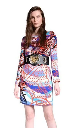 Весеннее модное элегантное платье с принтом в британском стиле эластичное