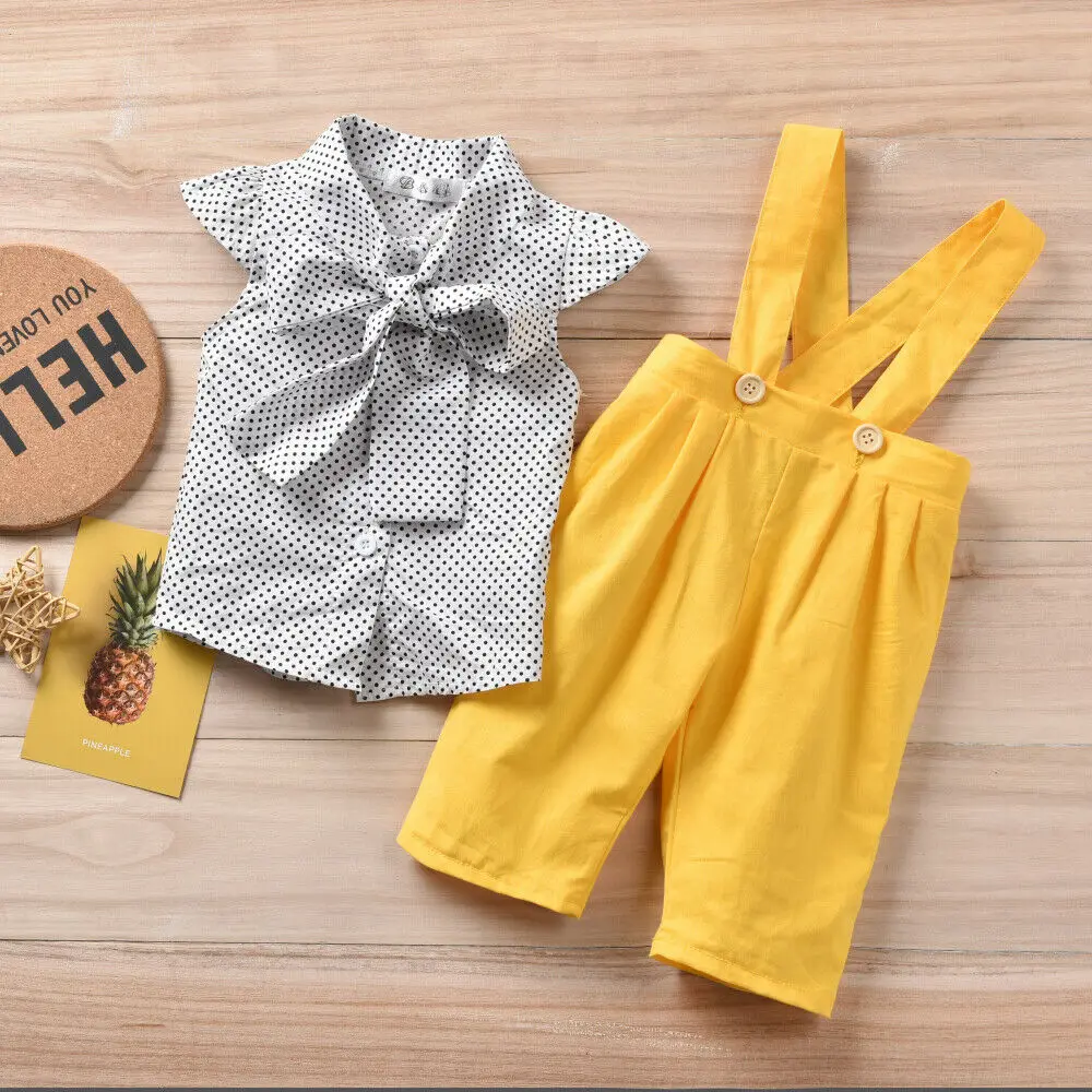 Комплект одежды из 2 предметов для маленьких девочек топ с отворотом и оборками