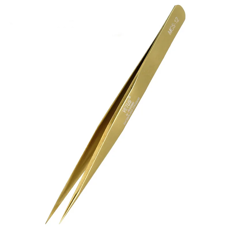 MCS12-Gold 2 стиля, пинцет для наращивания ресниц, 5 цветов, пинцет для наращивания ресниц, накладные ресницы, инструменты для укладки - Цвет: MCS12-Gold