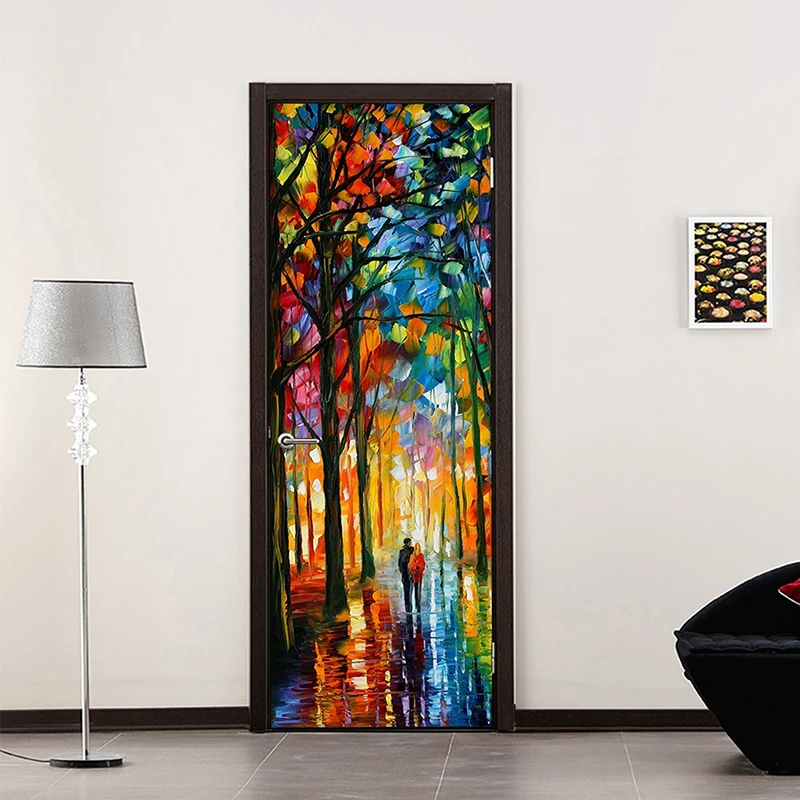 Home Decoration 3d Door Sticker Forest Boat Hat Self Adhesive Renew Print Art Wardrobe Renovation Decal Picture Waterproof Paper - Цвет: YXCV2057-01