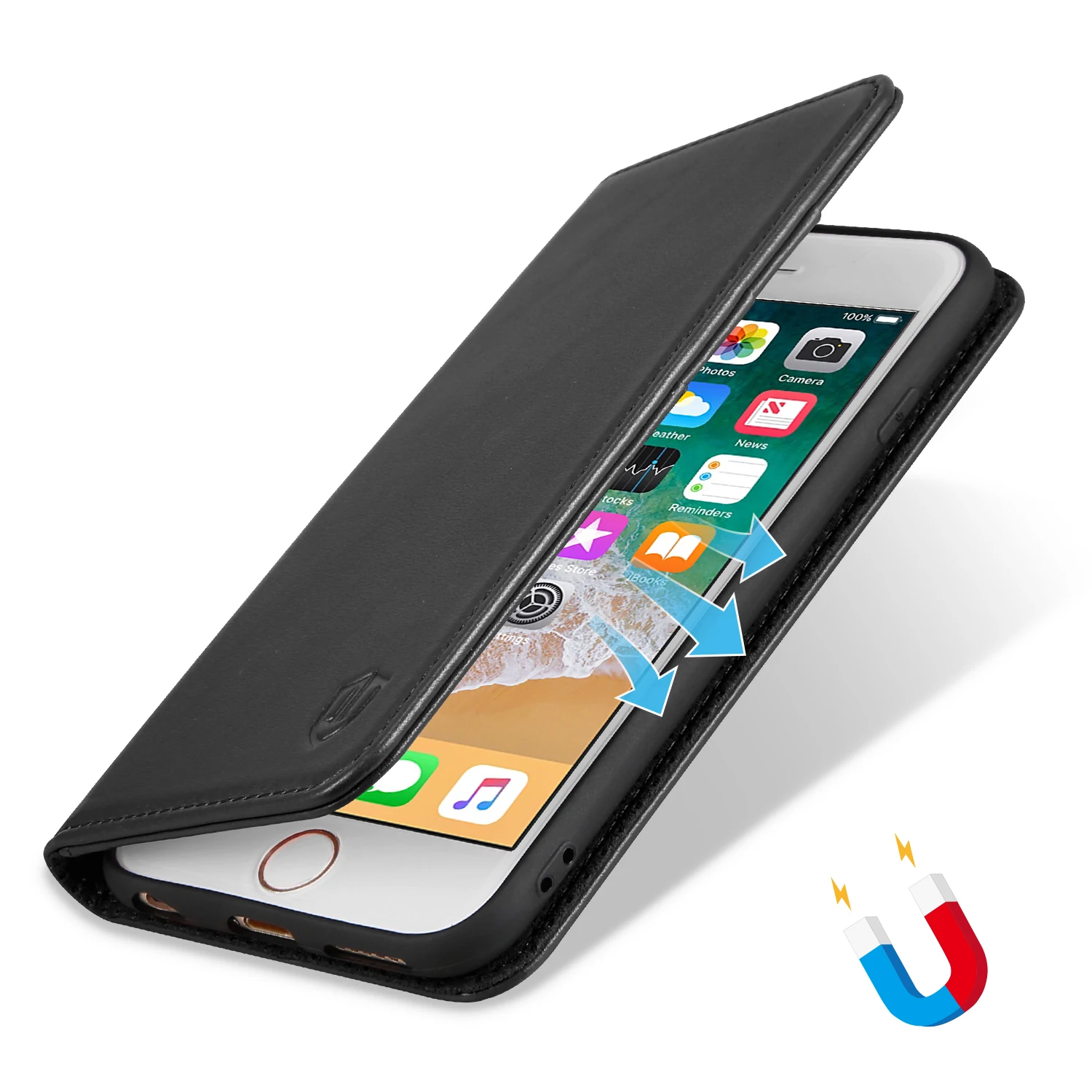 SHIELDON бумажник чехол для iPhone 6 Plus/6 S Plus с 【натуральной кожей id отделением карты