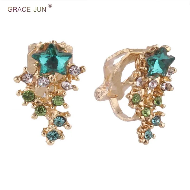Серьги-клипсы без пирсинга золотого цвета бренд GRACE JUN горячая Распродажа |