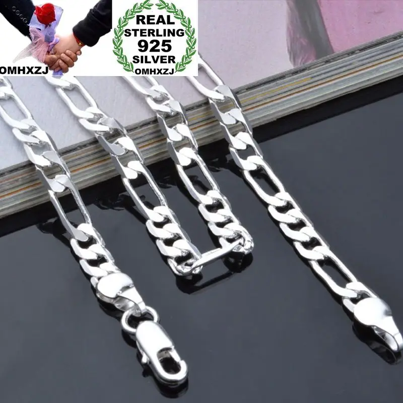 OMHXZJ Wholesale Personality Fashion Unisex Party Wedding Gift Silver 4MM Figaro Chain 925 Sterling Necklace NC199 | Украшения и