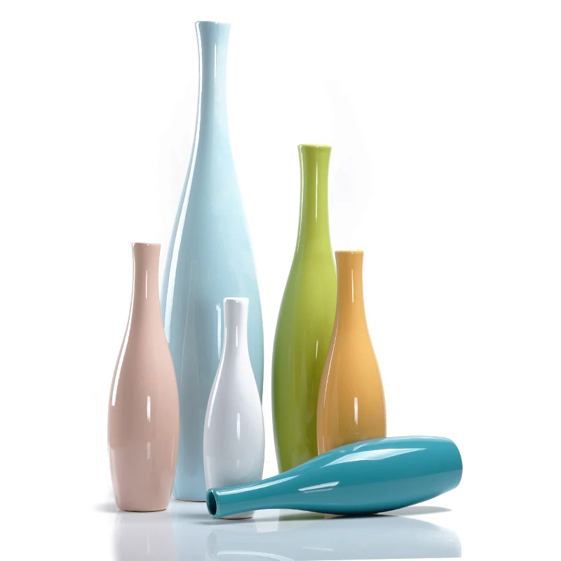 Modern Creative Ceramic Vase Colorful Flower Bottle Adornment Handicraft Office Porcelain Ornaments Home Decoration Accessories | Дом и сад