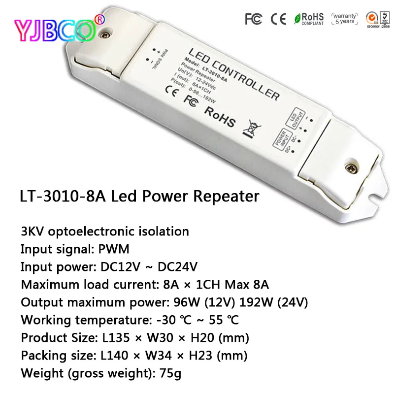 Светодиодный контроллер LT 3010 8A DC12 24V 8CH * 1A светодиодный CV power repeater принимаем PWM