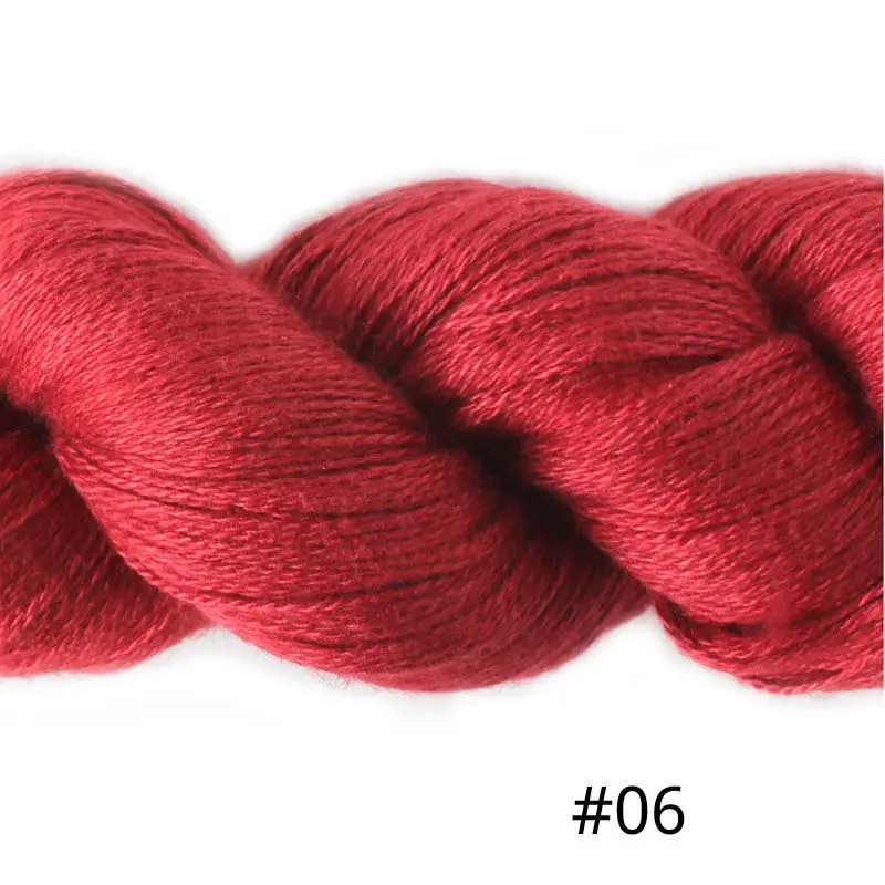 06 Red Пряжа лотоса, шелковистая кашемировая пряжа, натуральный шелк, кашемир, смешанный, ручная вязка, цветная, сделай сам, вязание крючком - Цвет: 06 Red