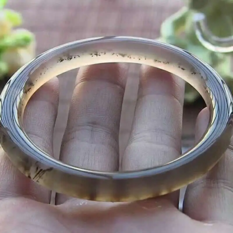 Натуральный серый лед Jadeite гладкий браслет женский 64 мм|women bangles|bangles womenice jadeite |