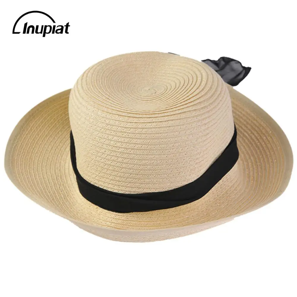 Шляпы широкополые для женщин Для 2018 Летняя мода Соломенная пляжная шляпа с