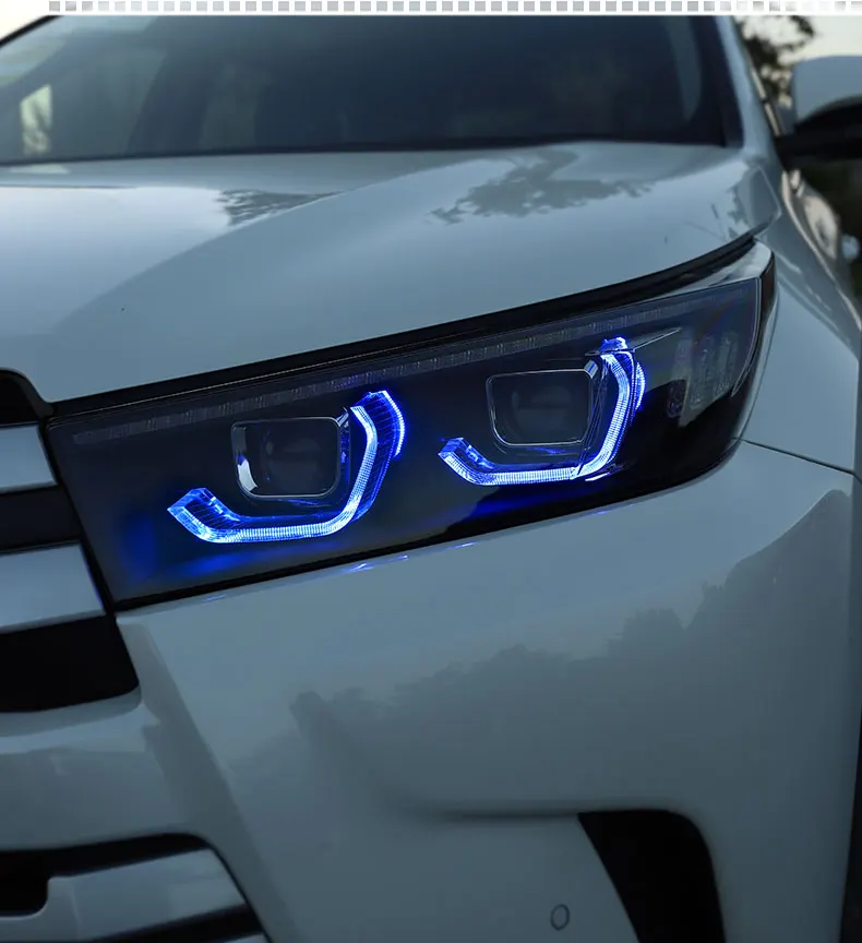 Набор для автостайлинга для фары Toyota highlander Kluger highlander все светодиодный светодиодные дневные ходовые огни на передних фарах динамический сигнал поворота