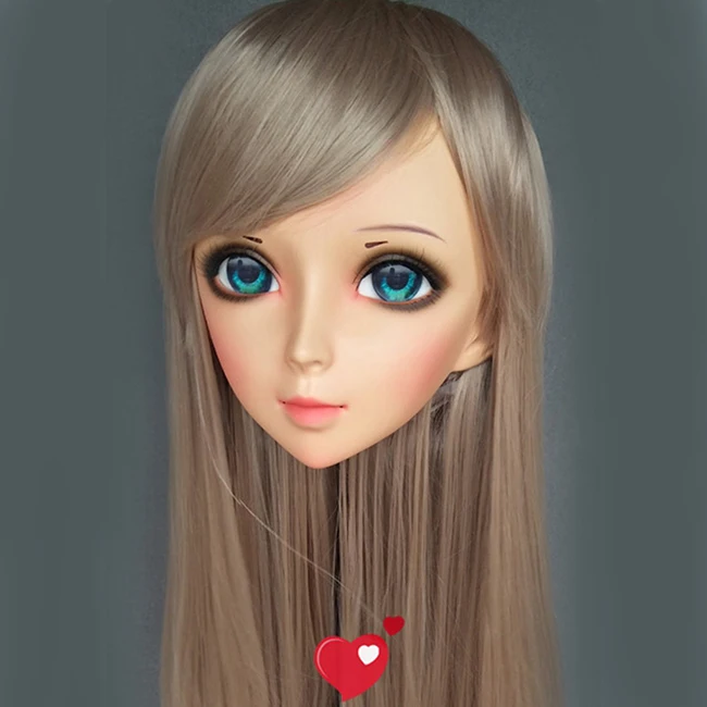 (Ying 06) Женская милая девочка резиновая полуголовая маска кигуруми с BJD глазами