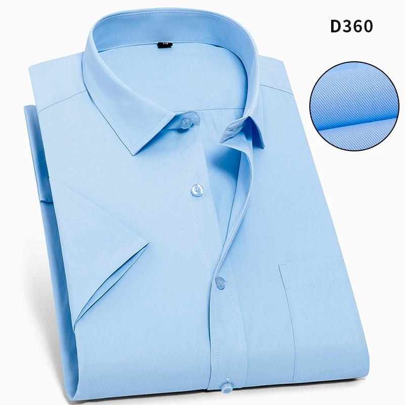 D360 Большие размеры 8XL, мужские летние рубашки с коротким рукавом, деловые рубашки для мужчин, большие 7XL, легкая забота, светская Мужская одежда, карьера, 6XL, дышащая - Цвет: D360