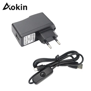 Блок питания для Raspberry Pi 3, 5 В, 2,5 А, USB-адаптер для зарядного устройства с выключателем, кабель Micro USB для Raspberry Pi 3 Model B + plus