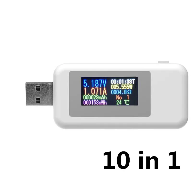9/10 в 1 DC USB тестер тока 4-30 в измеритель напряжения синхронизации Амперметр цифровой монитор отключение индикатор питания зарядное устройство Скидка 40 - Цвет: 10 in 1 white