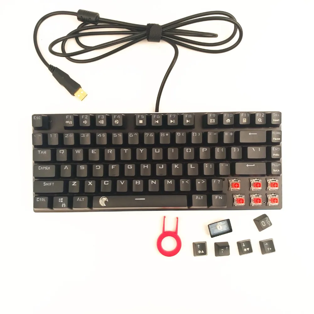 Маленькая механическая клавиатура Z-88 TKL 81 клавиши RGB-подсветка игровая с красными