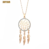 gold dream catcher choker necklace for women charms round crystal pendant necklace female clavicle gifts 2019 fashion jewelry