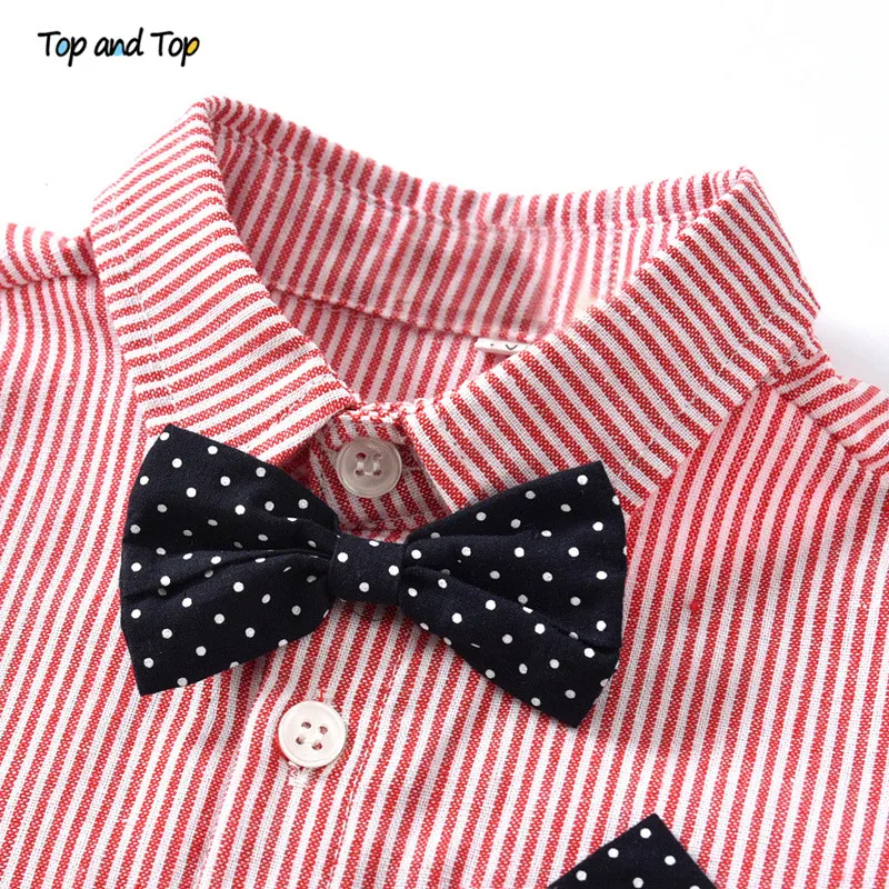 Комплект одежды для мальчиков рубашка в полоску с коротким рукавом и
