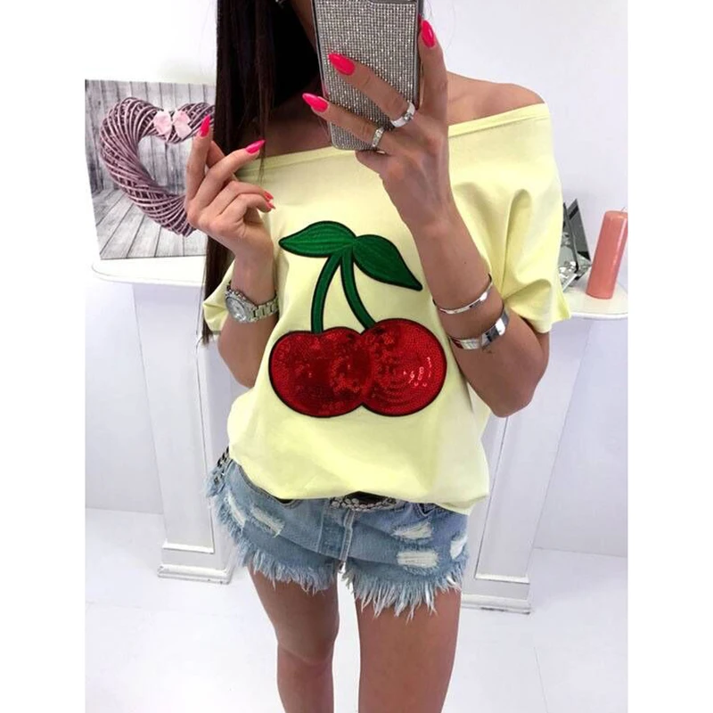 Повседневные женские футболки сексуальные с коротким рукавом блестящая