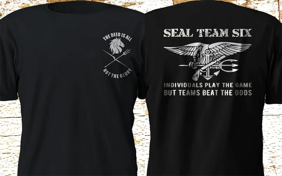 Мужская темно синяя футболка с принтом Seal Team 6 Six Devgru черная в виде квадратов лето