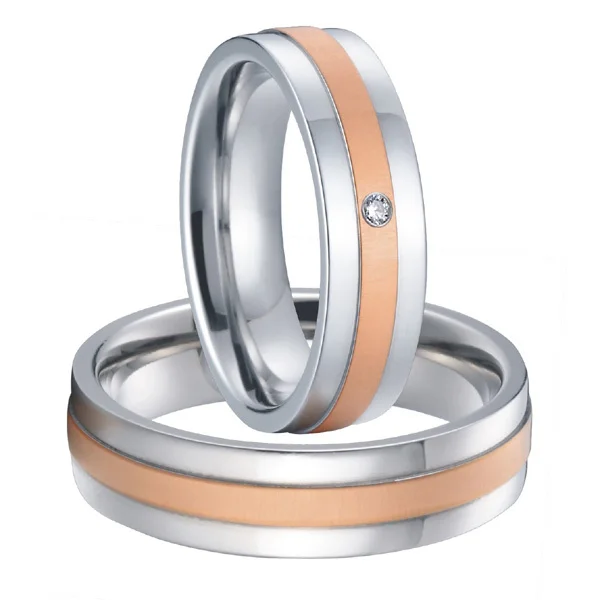 

Custom Bridal Pair mens and womens titanium steel couples wedding rings sets 2015 new rose gold color alliances anel