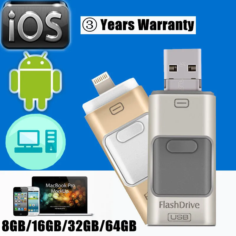 I flash драйвер usb drive HD флешки Lightning данных для iphone iPad Ipod IOS Android USB накопитель ПК/Mac 16