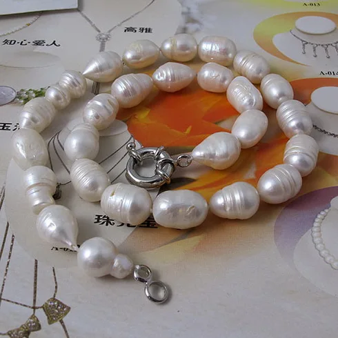 

Unique Pearls jewellery Store,AA 10-11MM Big Size White Color Rice Freshwater Pearl Necklace
