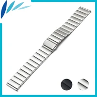 stainless steel watch band 24mm for suunto traverse folding clasp strap loop wrist belt bracelet black silver spring bar