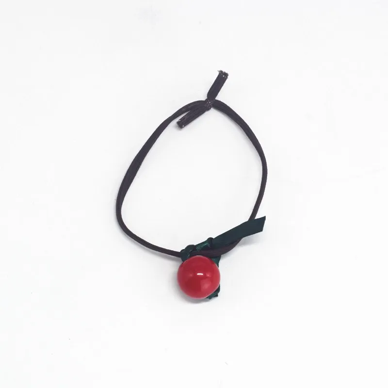 Лента для волос с красными бусинами повязка бантом ручная вишневая веревка -