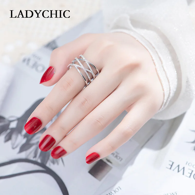 Роскошные Многослойные кольца LADYCHIC из розового золота с цирконом для женщин и